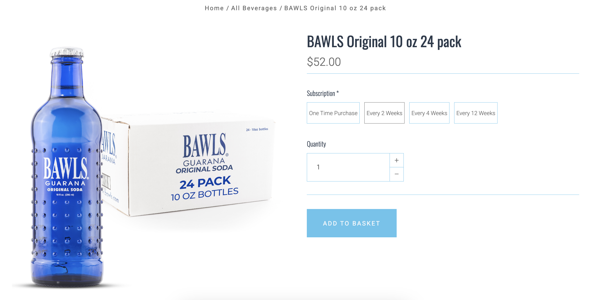 BAWLS Original product page, select a subscription option