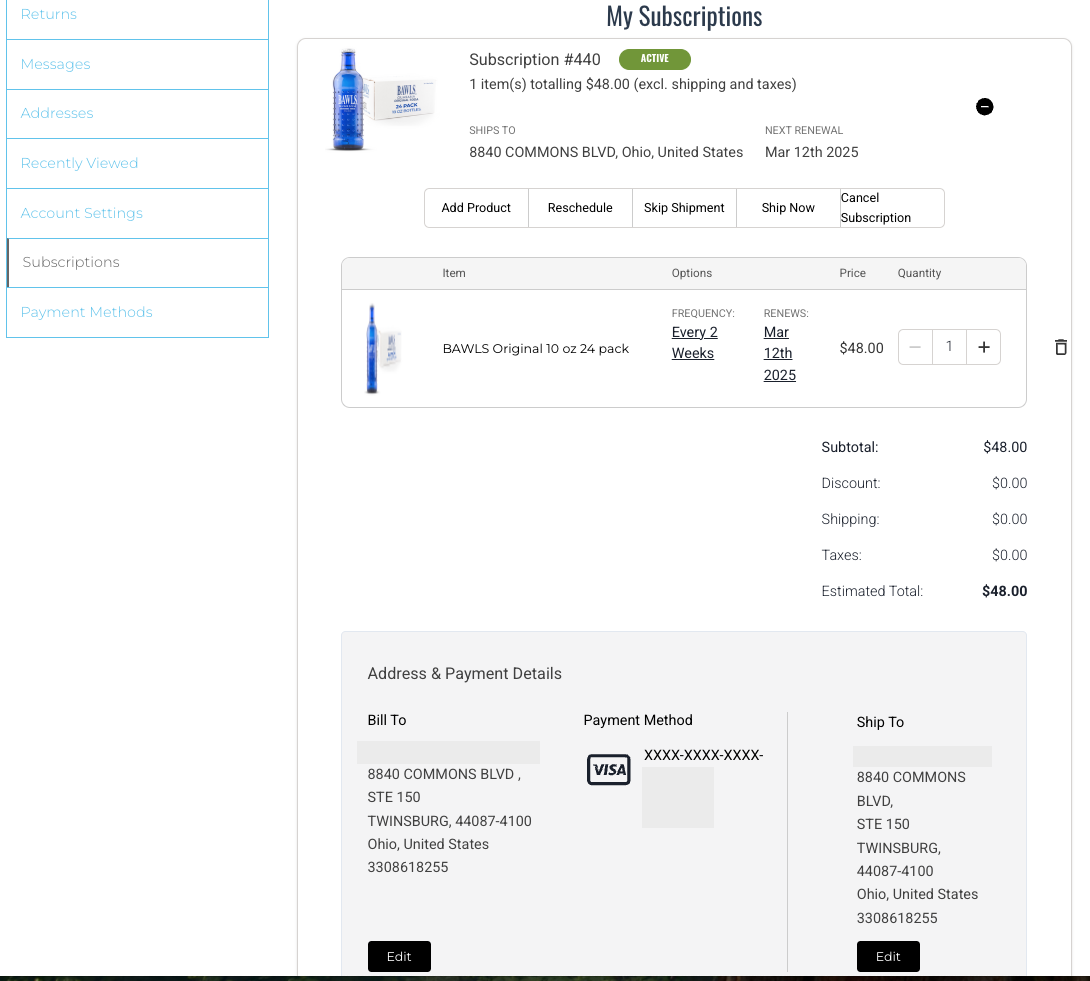 Subscription details