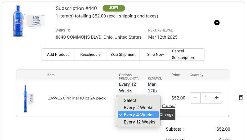 Change subscription frequency 